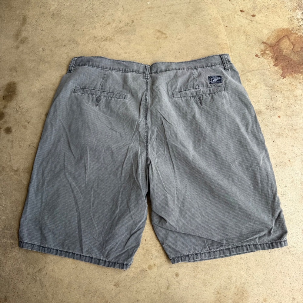 Vans Chino Shorts Mens 38 Gray Plaid Cotton Casual Skater Streetwear Everyday - Picture 2 of 12